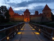 Trakai Water castle at sommer night